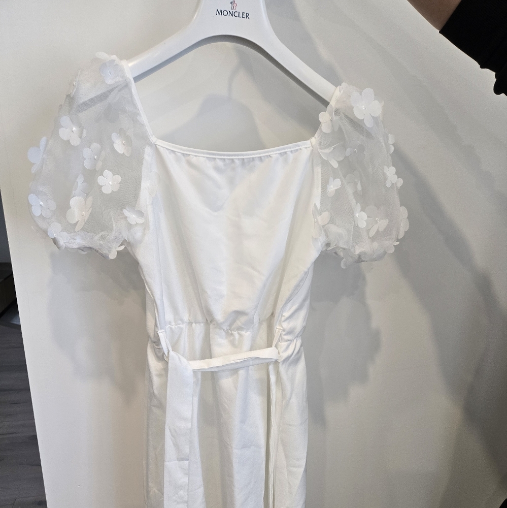 White Dress with Floral Sleeves girls